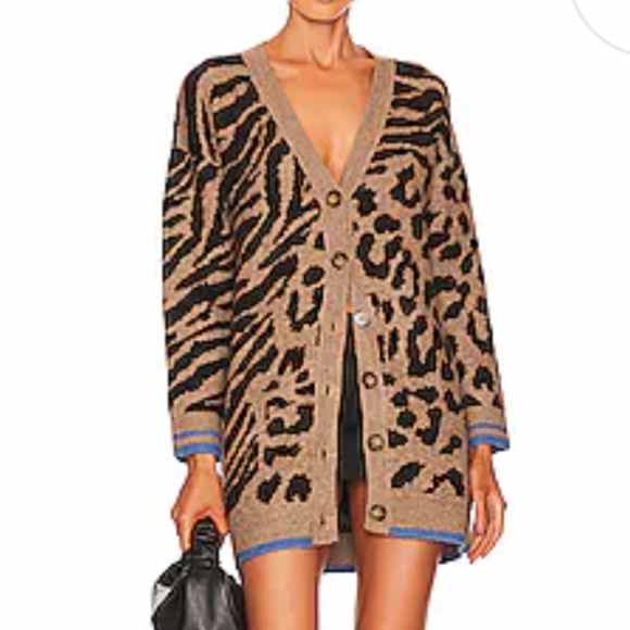 Leith animal print long cardigan sweater Sz xxsmall - Picture 10 of 10